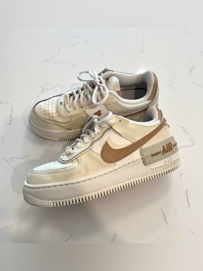 Nike Air Force 1 Cream & Tan Sneakers
